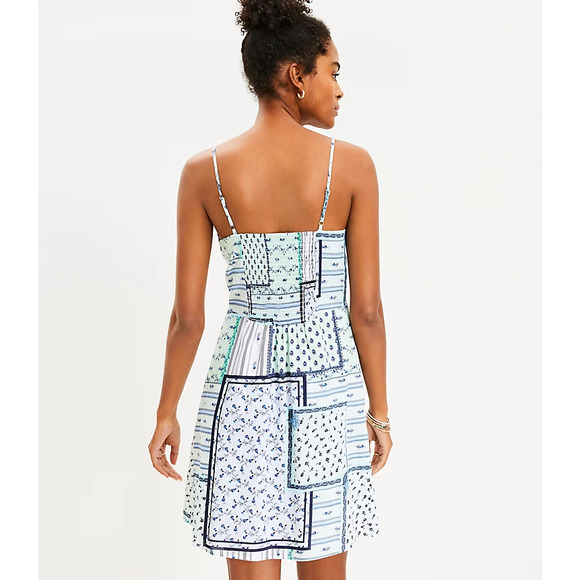 LOFT | TALL LENGTH Patchwork Floral Twist-Cutout Cami Dress - Picture 3 of 16